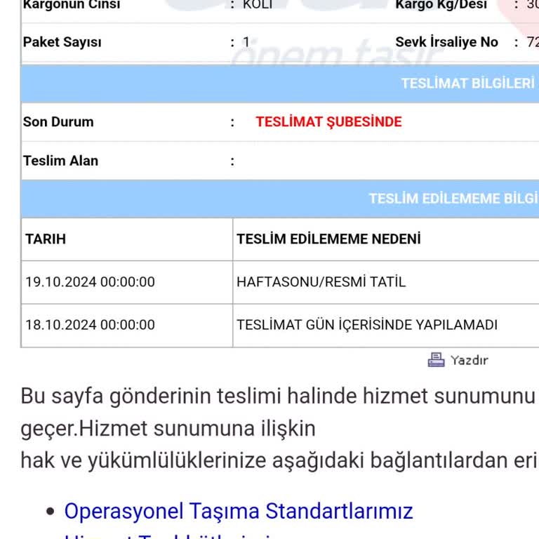 Karaman Aras Kargo Şubesinde Teslimat Sorunu Ve İletişim Eksikliği