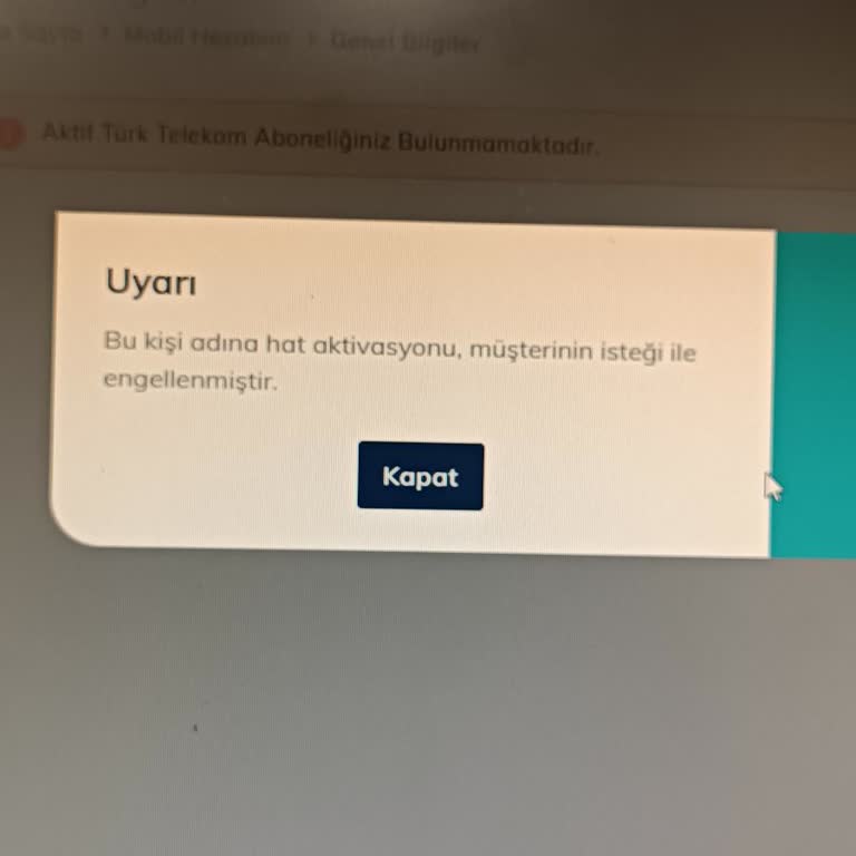 Aktivasyon Kısıtlaması Nedeniyle Hat Taşıma Sorunu