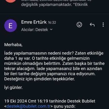 Tiyatro Biletimi İptal Edemiyorum Yardımcı Olun
