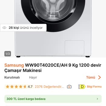 Çamaşır Makinesi Fiyat Farkı Mağduriyeti