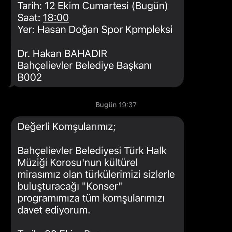 Bahçelievler Belediyesi'nden Gelen Mesajların Sonlanmaması