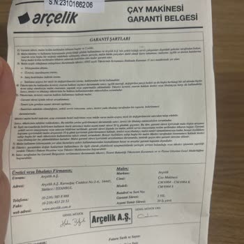 Garanti Kapsamındaki Çay Makinesi İçin Ekstra Ücret Talebi
