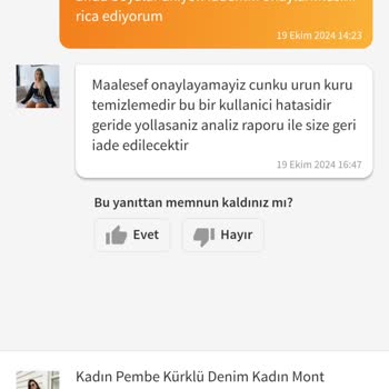 Trendyol'dan Aldığım Ceket Boya Akıttı Ve Destek Alamıyorum