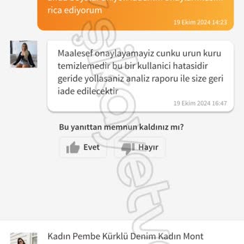 Pelüşlü Kot Ceket Boya Akıttı, Trendyol Destek Sağlamıyor