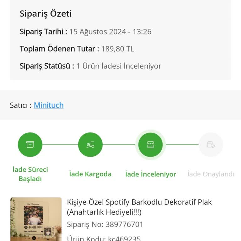 Çiçek Sepeti Minituch 2 Aydır İncelenen İade