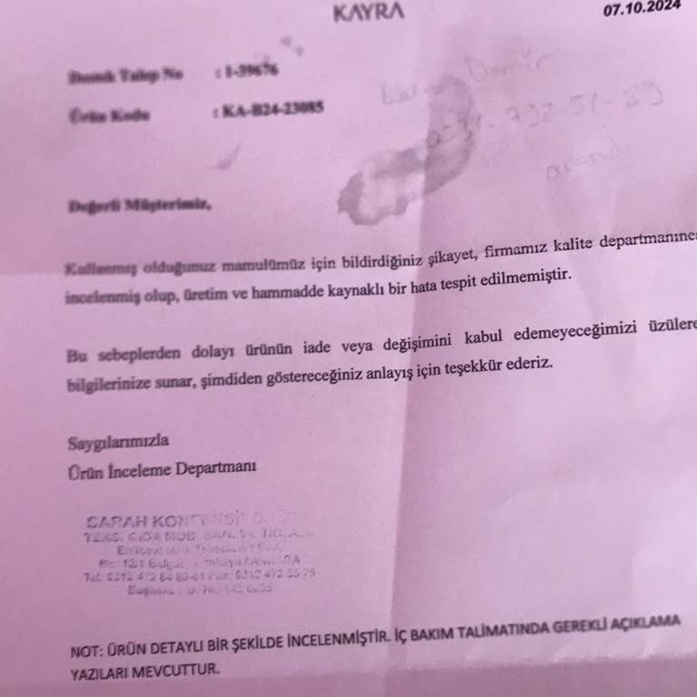 Renk Solması Ve Yetersiz Müşteri Hizmeti