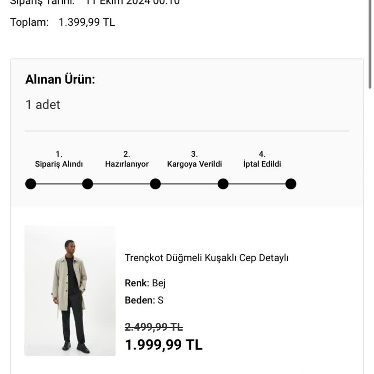 Koton'dan Bilgi Vermeden Ürün İptali Ve İlgisizlik