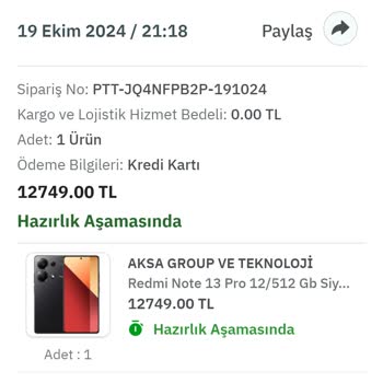 Sipariş Verilen Ürün Stokta Yok Ve Mağaza Yanıt Vermiyor