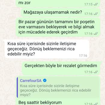 Carrefour SA: Teslimat Sözünü Tutmayan Hizmet