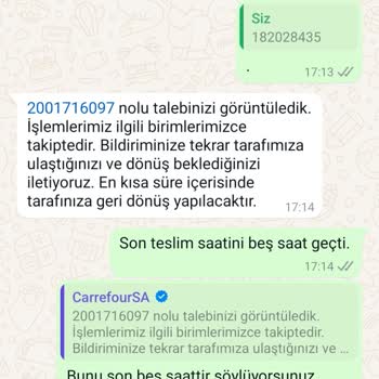 Carrefour SA: Teslimat Sözünü Tutmayan Hizmet