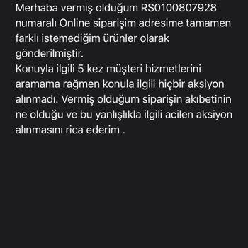 Yanlış Ürün Ve İlgisiz Müşteri Hizmetleri