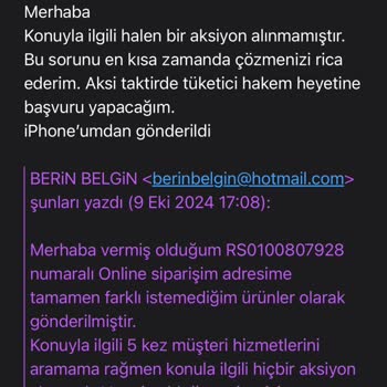 Yanlış Ürün Ve İlgisiz Müşteri Hizmetleri