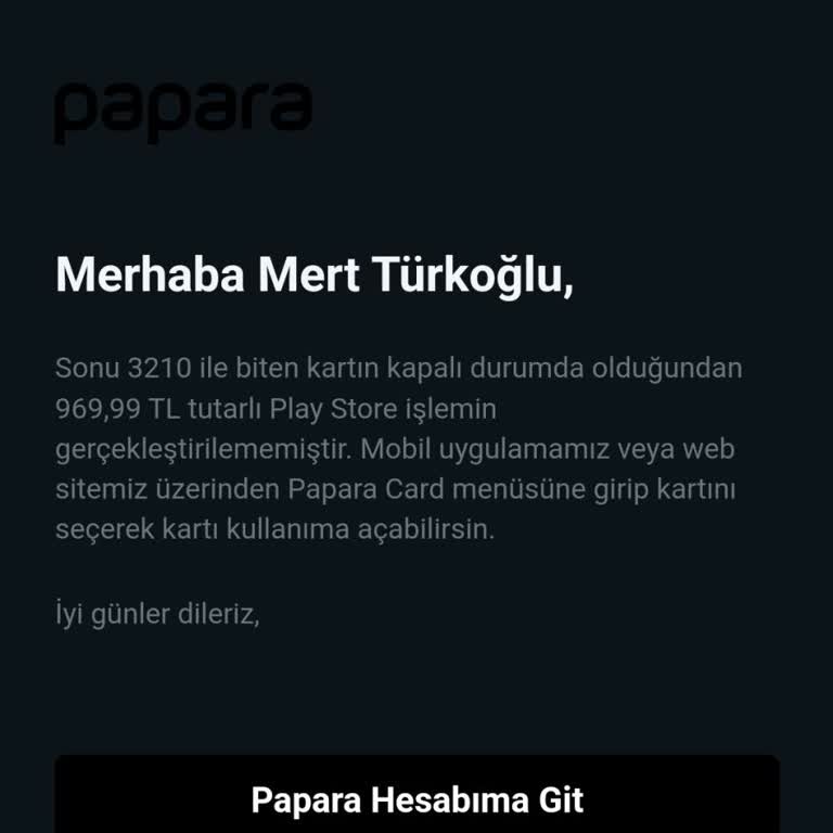 Papara Kartımdan Şüpheli İşlemler!