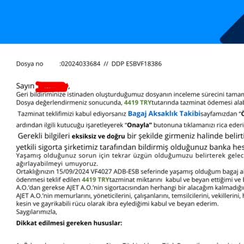 Ajet'in Valiz Hasarı Ve Yetersiz Tazminat Teklifi