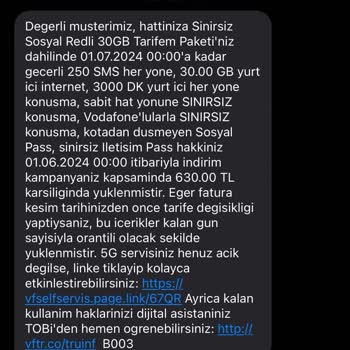 Vodafone'da Yanıltıcı Paket Değişikliği