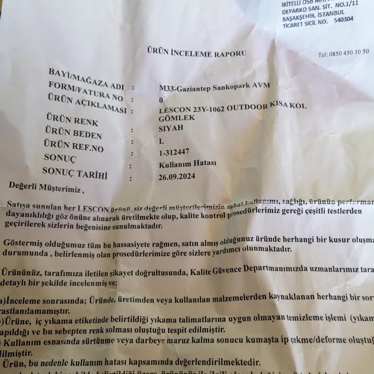 Lescon Gömlek Renk Veriyor Ve Müşteri Hizmeti Yetersiz