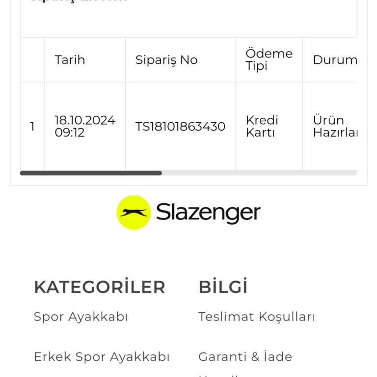 Slazenger Ayakkabı Siparişinde Kargo Sorunu