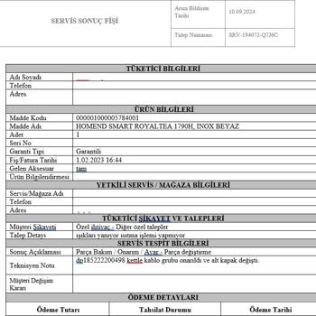 Sürekli Arızalanan Çay Makinesi Ve İlgisiz Servis