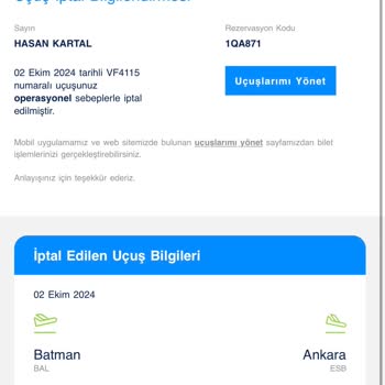 AJet Flug von Batman nach Ankara Verspätung und Stornierung, Entschädigung gefordert