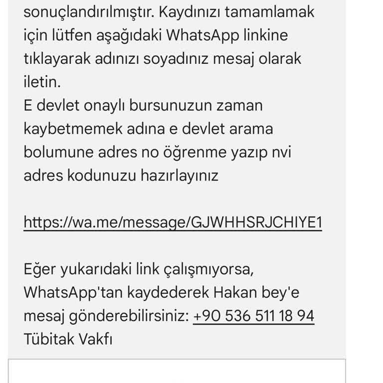 TÜBİTAK Vakfı Adına Yapılan Sahte Burs Başvurusu