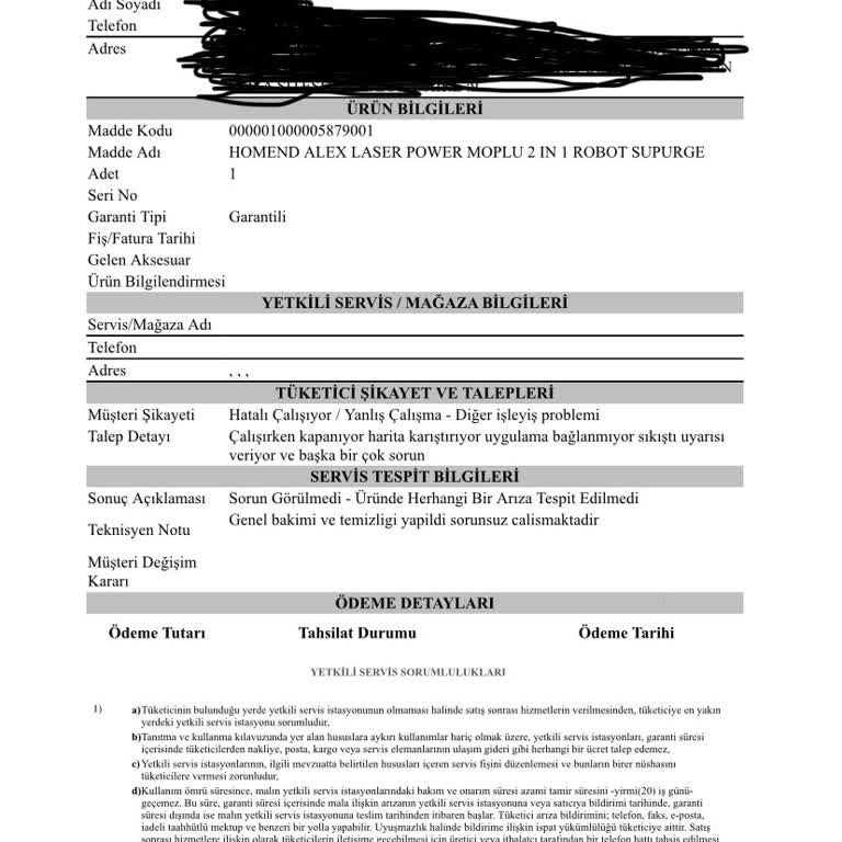 Karaca Robot Süpürge Servis Ve Müşteri Hizmetleri Çilesi