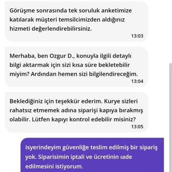 Teslim Edilmeyen Sipariş Ve Yetersiz Destek
