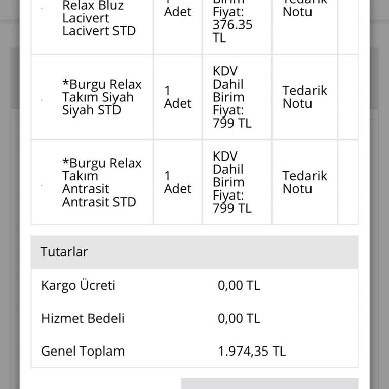 Sipariş Bilgisi Ve Kargo Sorunu