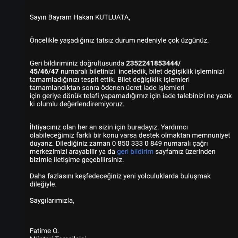 THY Bilet Değişikliklerinde Yüksek Ücretlendirme Sorunu