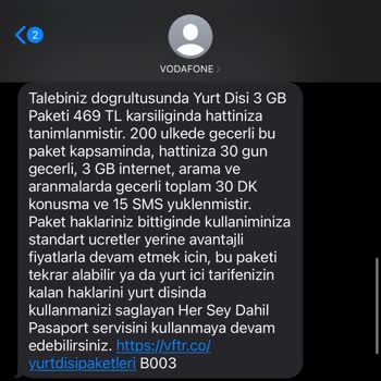 Vodafone Yurt Dışında Çalışmayan İnternet Paketi Ve Yanıltıcı Bilgilendirme