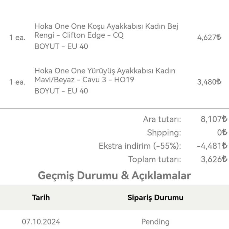 Hoka One One Türkiye'den Sipariş Sonrası Belirsizlik