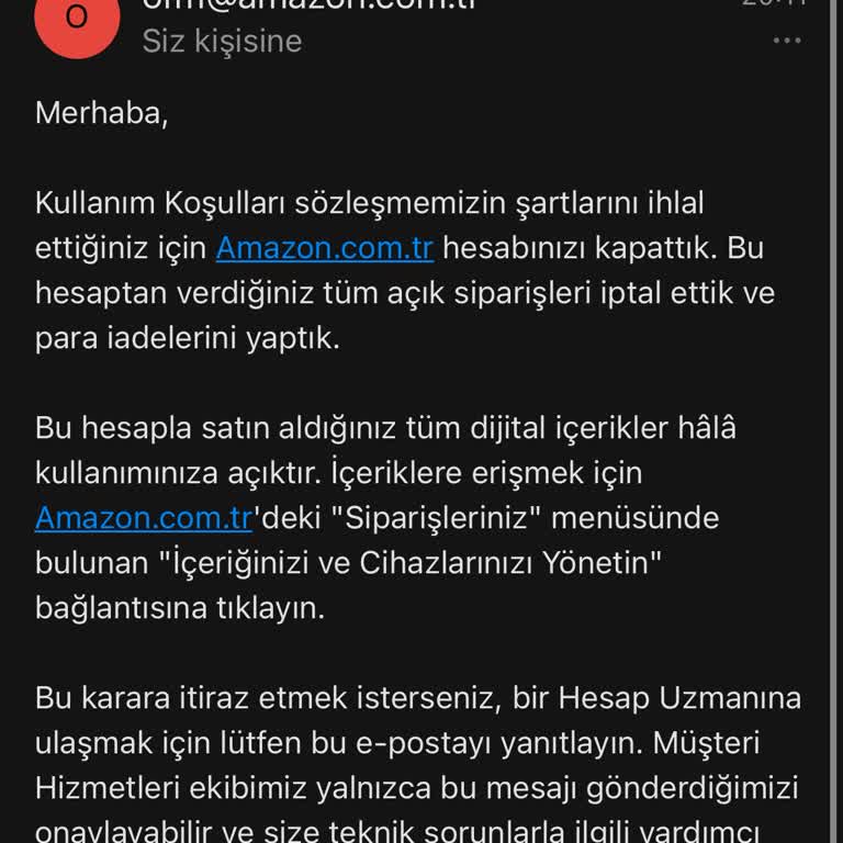 Hesabımın Haksız Kapatılması Ve Siparişimin Belirsizliği