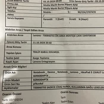 Lenovo Bilgisayarımın Garanti Kapsamında Çözülmeyen Sorunları