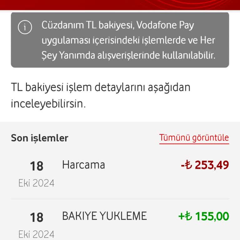 Vodafone Cüzdanım Uygulamasında Kayıp Para Sorunu
