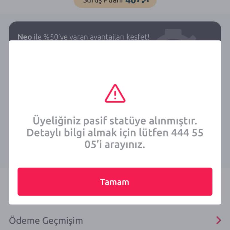 Sürüş Puanları Nedeniyle Hesabım Askıya Alındı