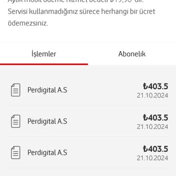 Vodafone Üzerinden Bilgim Dışında Yapılan Mobil Ödemeler