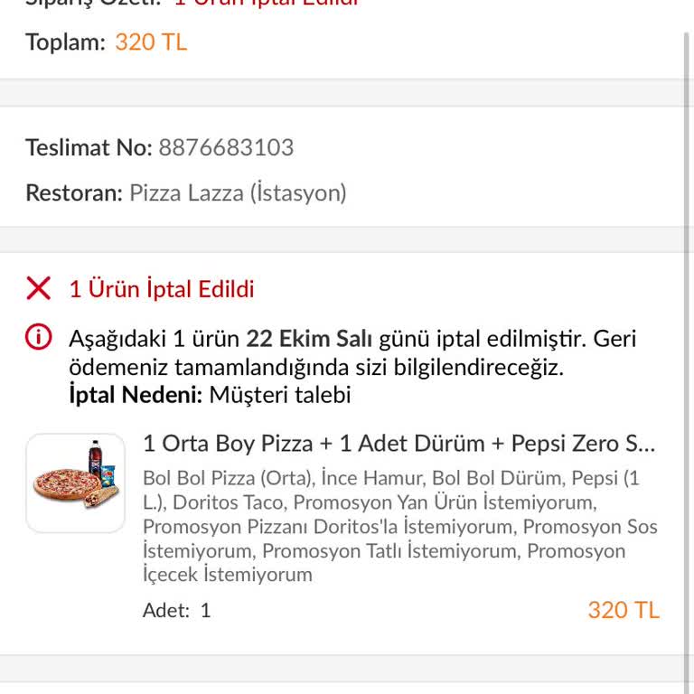 Gece Siparişi Hayal Kırıklığı