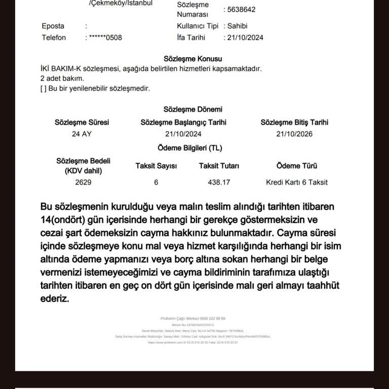 Yanlış Çekim Yapılan Kombi Bakım Ücreti