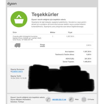 Dyson Siparişim Kayboldu Ve Çözüm Yok!