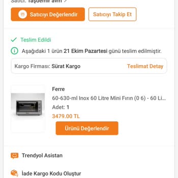 Yanlış Ve Kusurlu Ürün Teslimatı: Ferre Fırın Siparişimde Mağduriyet