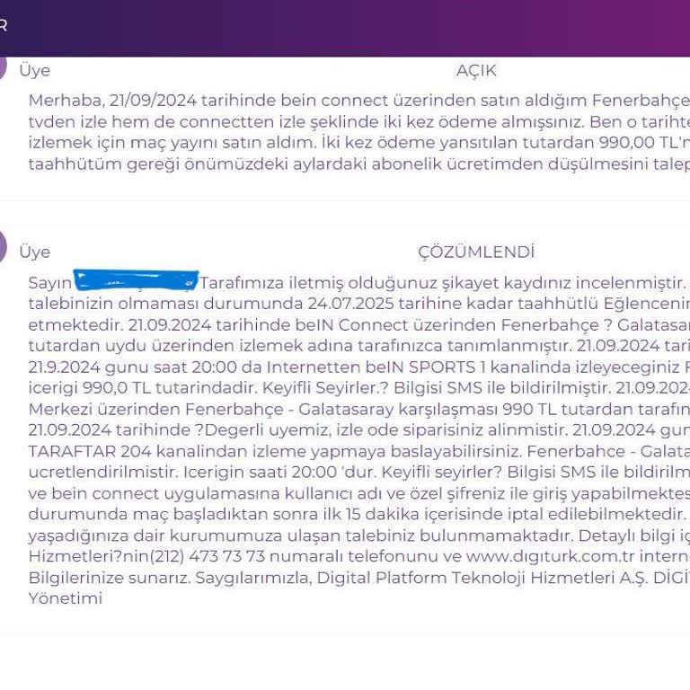 Çifte Ödeme Sorunu Ve Yetersiz Müşteri Hizmeti