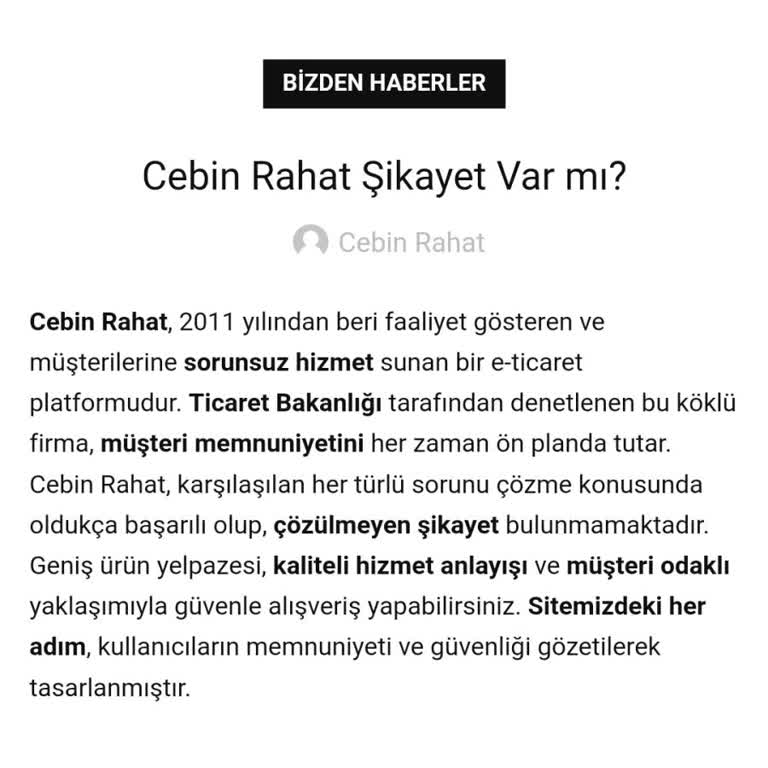 Cebinrahat.com Şikayeti