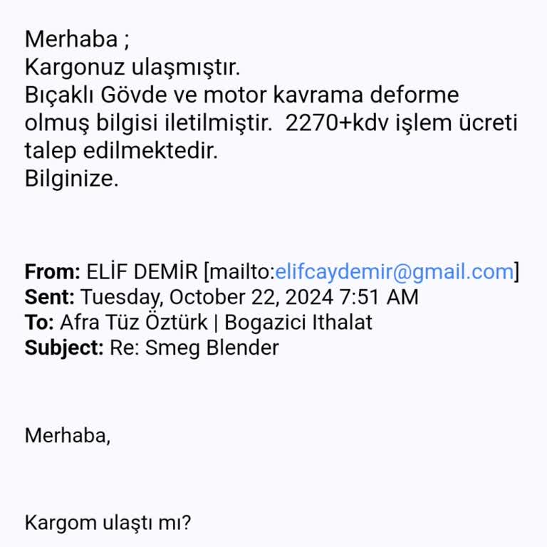 Smeg Blender'ın Erken Arızası Ve Yüksek Tamir Ücreti