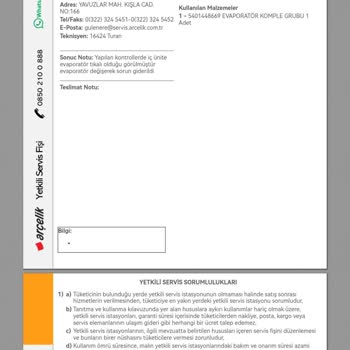 Arçelik Klimada Soğutma Sorunu Ve Memnuniyetsizlik