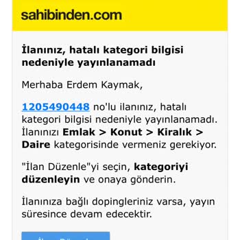 Yanlış Kategori Nedeniyle Yayından Kaldırılan Emlak İlanı Ve Müşteri Hizmetleri Sorunu