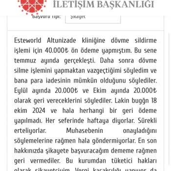 Esteworld Altunizade'de Para İadesi Sorunu