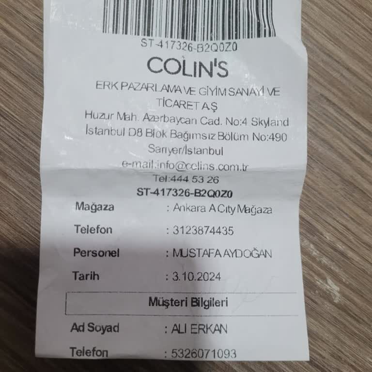 Colin's Kot Pantolonun Aşırı Esnemesi Ve İade Sorunu