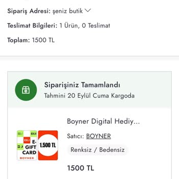 Boyner Gift Card Teslimat Sorunu