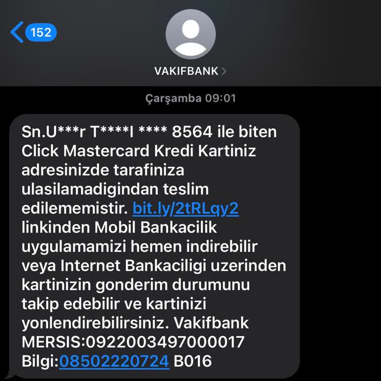 Kayıp Kredi Kartı Ve Ulaşılamayan Kurye
