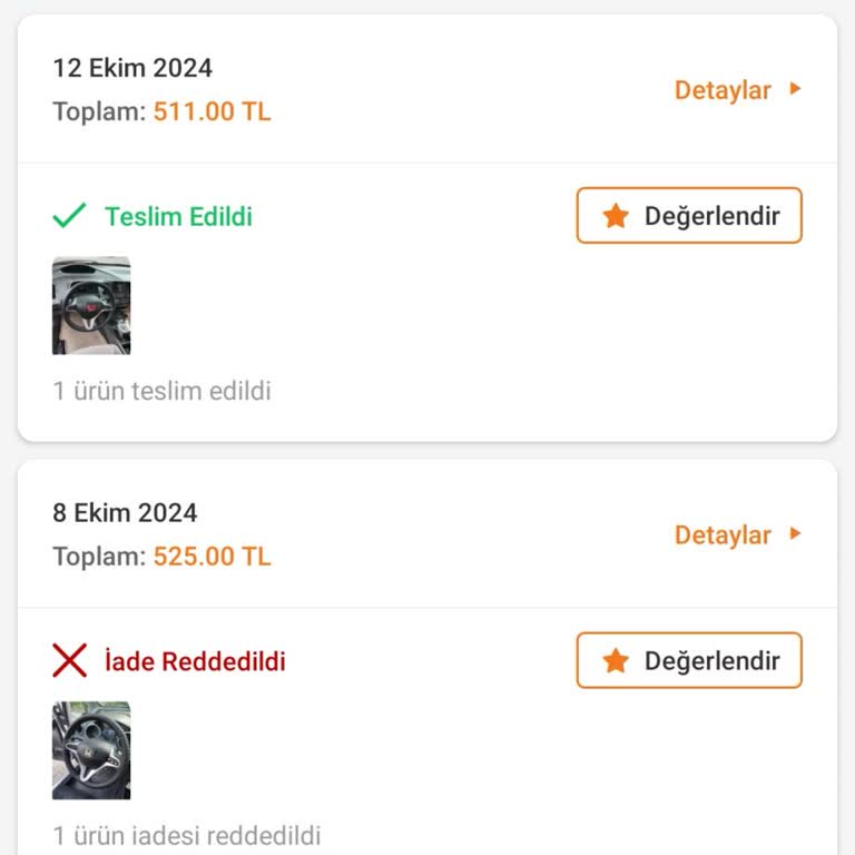 Trendyol'dan Aldığım Direksiyon Kılıfı İade Sorunu: Kullanılmadığı Halde Kabul Edilmeyen İade
