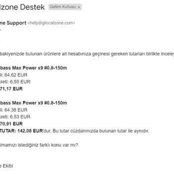 Glocalzone'da Ekstra Ödemelerin Cüzdana Yansıtılmaması